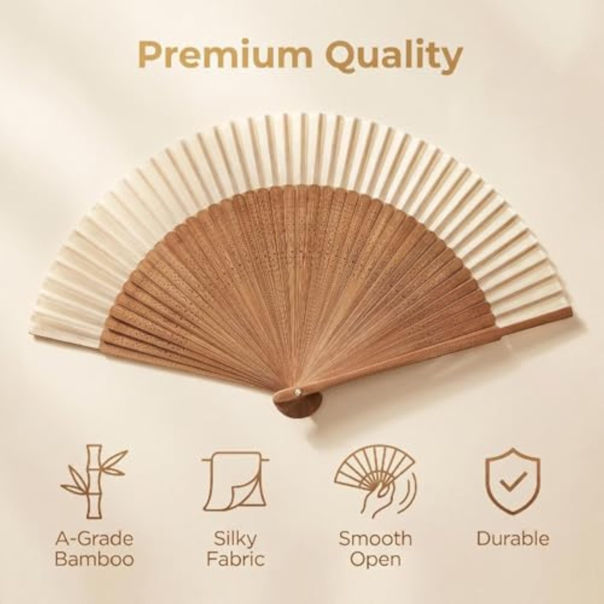 Vintage Bamboo Silk Hand Fan, Elegant Design